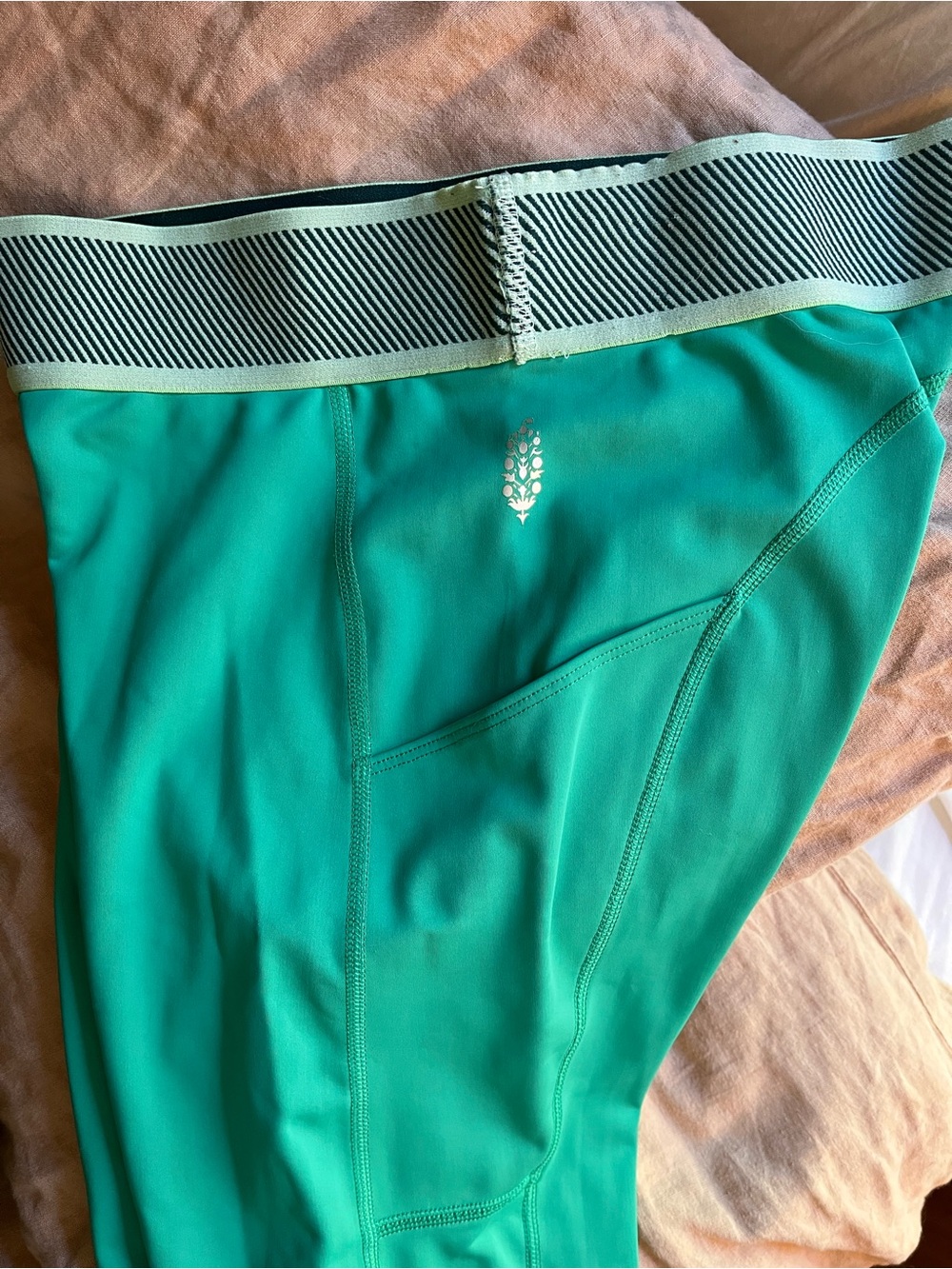 FP Movement by Free People Turquoise Leggings with Striped Waistband